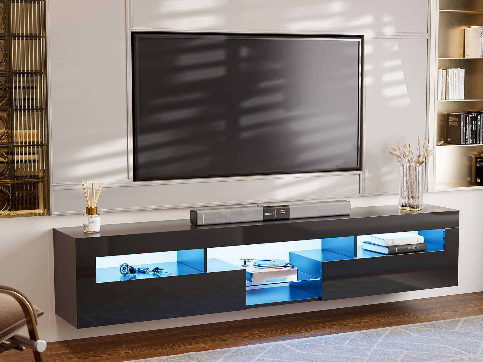 Ivy Bronx Delean Floating Tv Stand For TVs Up To 85" With LED Lights